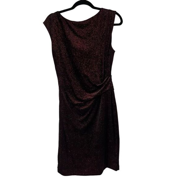 JH Evenings Black Shimmering Red Scoop Neck Sleeveless Dress Sz‎ 12P Women’s - Picture 2 of 10